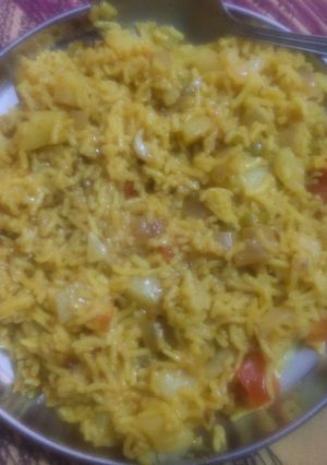 A picture of Namkeen yellow rice.