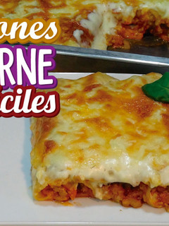 Una foto de Canelones de carne con salsa bechamel receta fácil