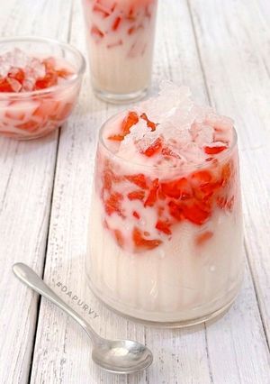 Foto resep Es Jelly Kelapa Merah Putih Creamy