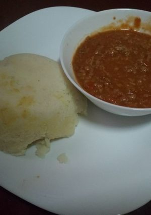 A picture of Ugali & sossi mince stew #jikonichallenge.