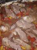 Pata de cordero con colchón de verduras