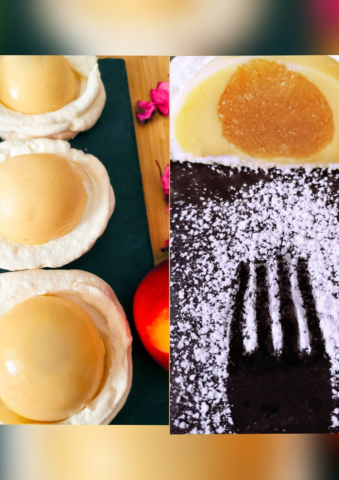 Una foto de Huevo de crema  con mermelada de manzana verde casera