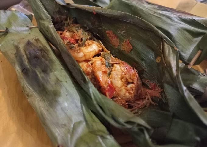 Recipe: Yummy Pepes Udang Bumbu Rujak