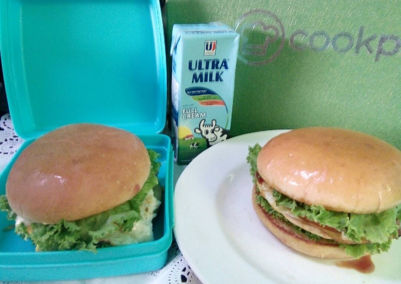 Burger Telur Saus Keju