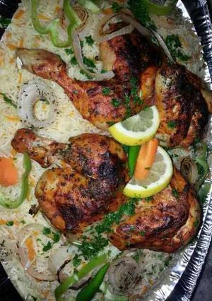 صورة لوصفة دجاج محمر مع الارز بالجزر