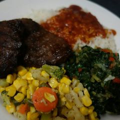 Smoked Rump steak and mixed vegetables A picture of Smoked Rump steak and mixed vegetables.