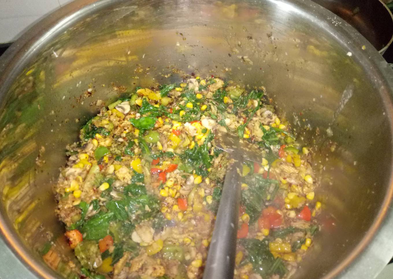 Spinach corn sausage rice
