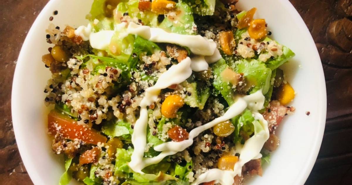 Quinoa Salad in Roasted Sesame Mayo Dressing (with Grilled Beef/Lamb/Chicken) Recipe by