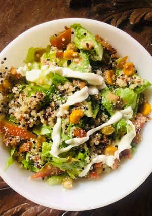 A picture of Quinoa Salad in Roasted Sesame Mayo Dressing (with Grilled Beef/Lamb/Chicken).