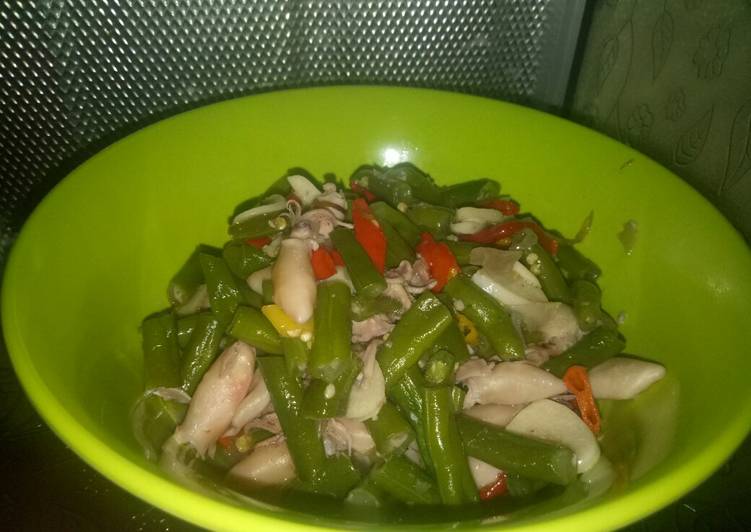 Tumis buncis cumi asin pedas