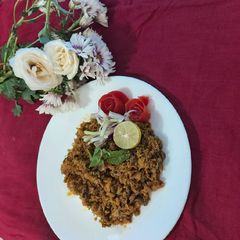 A picture of Mutton mince with bitter gourd.
