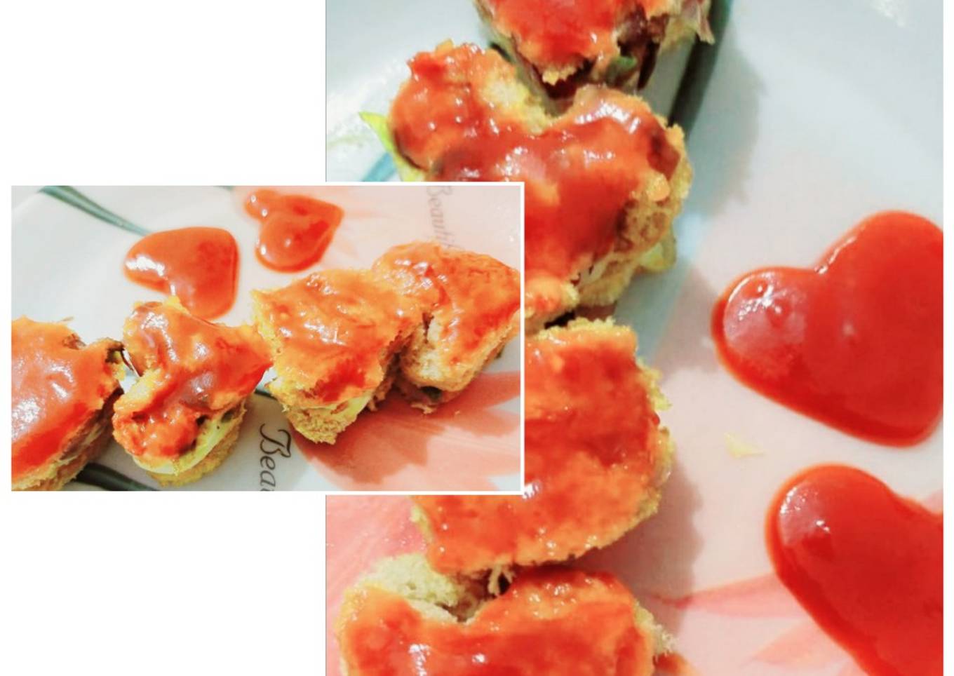 Heart shape bread sandwich