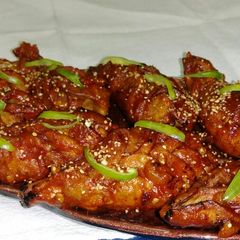 A picture of Schezwan fish momo.