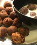 Bolitas energéticas estilo cereal de cacao y canela, sin harina,lácteos ni huevo