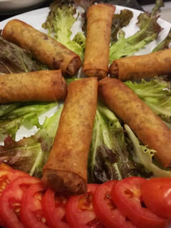 A picture of Vegetarian Spring Rolls with Cabbage and Glass Noodles.