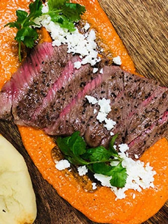 Easy Way Make Recipe Miyazakigyu Wagyu Strip Steak with Romesco Sauce that is Delicious, Addictive}