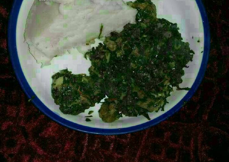 Simple Way to Make Super Quick Homemade Ugali, beef, kales,and managu