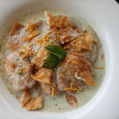 A picture of Moong dal Dahi Bhalla Chaat.