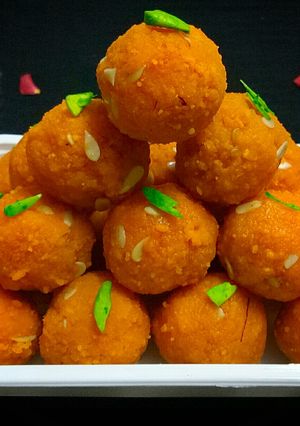 A picture of Motichoor Ladoo.