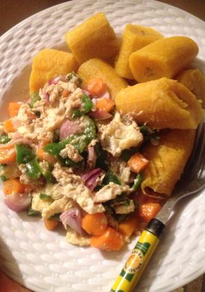 A picture of Plantain and egg sauce.