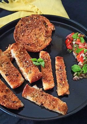 A picture of Italian herbed bread.