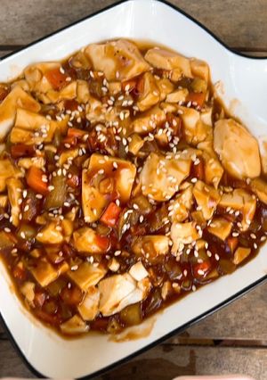 Hình của món Đậu hủ non sốt cari Nhật.