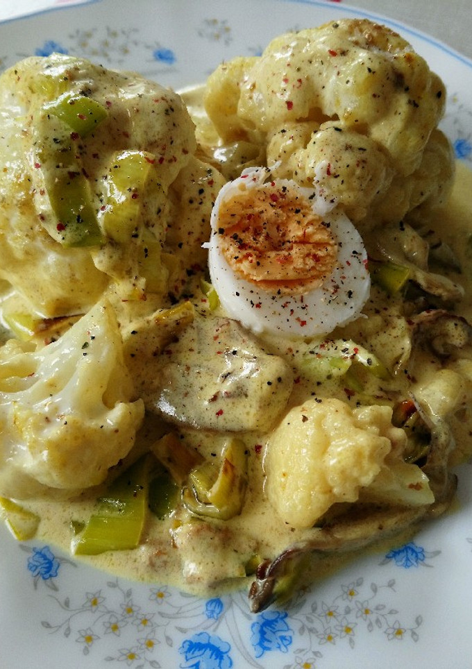 Una foto de Coliflor a la crema de curry