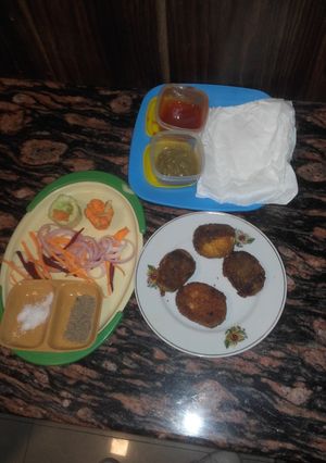 A picture of Mutton keema stuffing egg devil.