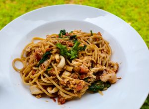 Gambar Spaghetti Sotong Telur Tomato Fresh
