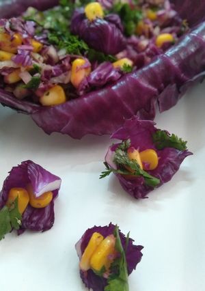 A picture of Purple Cabbage Corn Chaat.