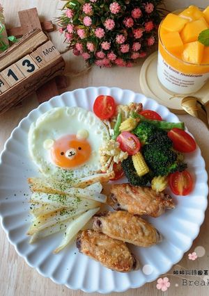 氣炸雞翼佐薯條&蔬菜(15分鐘上菜) 的食譜成品照片