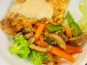 A picture of portobello mushrooms and chicken
