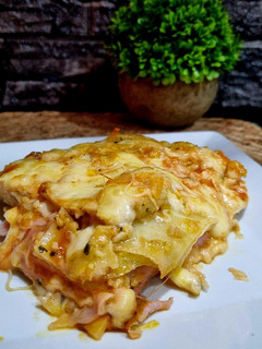 Una foto de LASAGNA DE PAPAS, QUESOS Y JAMÓN ❤️