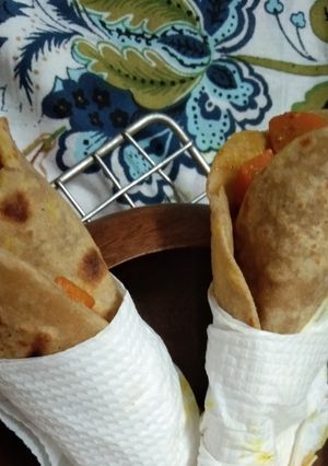 A picture of Carrot And Cheese Chapati Roll.