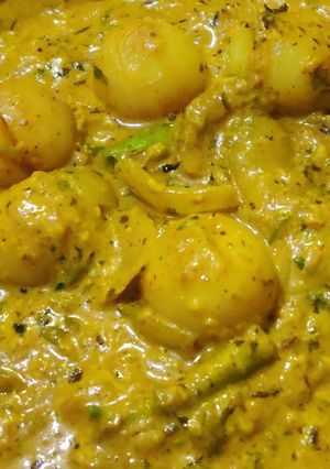 A picture of Dhaba style Malai Pyaz.