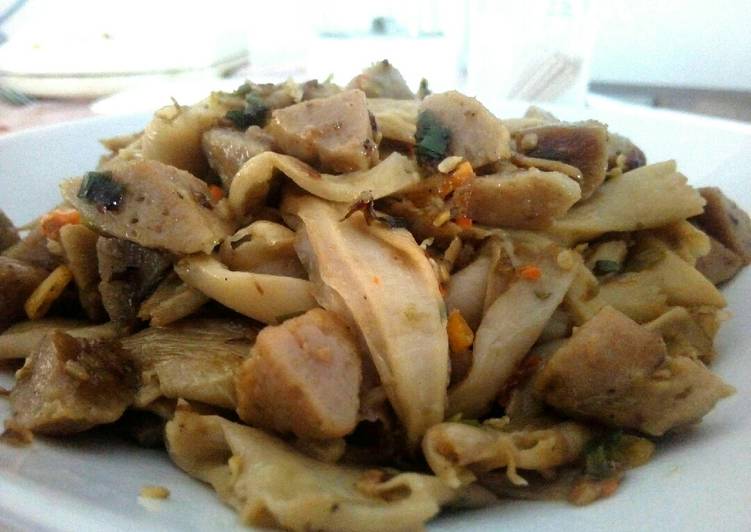 Tumis jamur bakso pedas