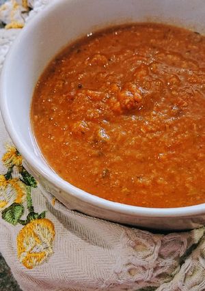 A picture of Leftover Sweet Potato, Squash and Bacon Stew Soup.