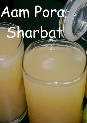 A picture of Aam pora sharbat (Charred mango drink).