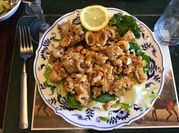 A picture of squid with celery