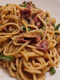 Tumis Pasta, Smoked Beef Brisket, dan Buncis / Stir Fry Pasta, Smoked Beef Brisket, dan Green Beans