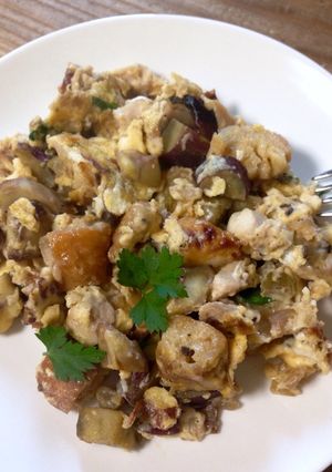 A picture of Thanksgiving Leftovers Breakfast Scramble.