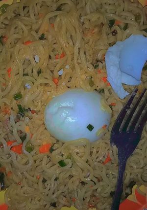 A picture of Indomie with egg.