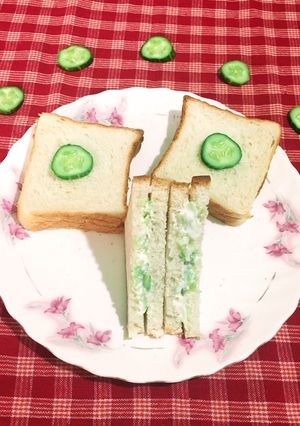 A picture of Curd Cucumber Sandwich.