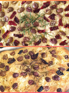 Φωτογραφία της συνταγής Focaccia με φρέσκα κρεμμυδάκια και ντοματίνια