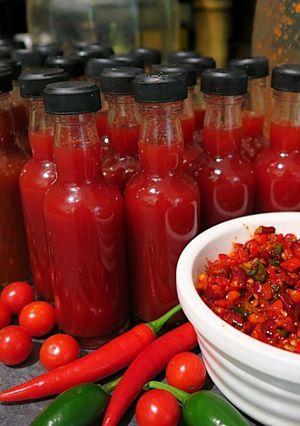 A picture of Homemade Fermented Louisiana-Style Hot Sauce.