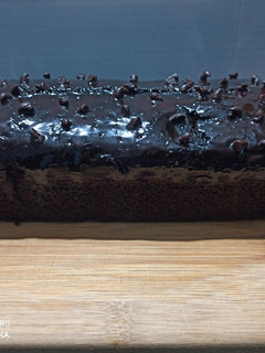 A picture of Chocolate cake in bread tin.