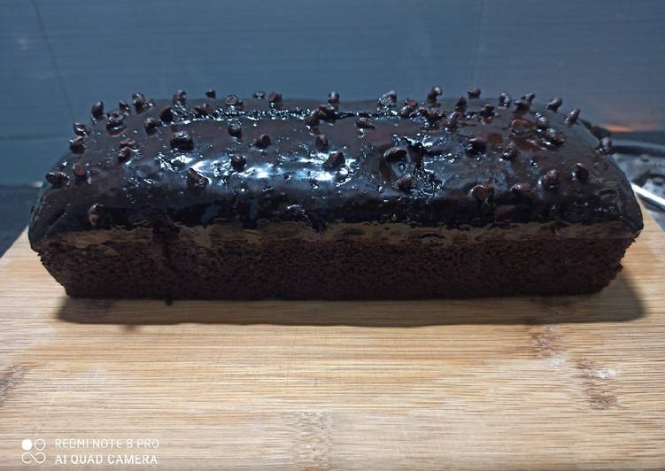 Chocolate cake in bread tin