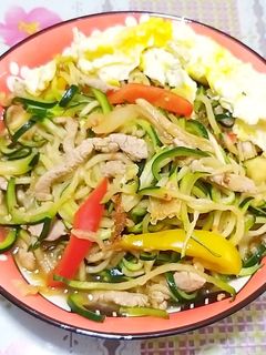 減醣料理-泡菜肉絲櫛瓜麵 的食譜成品照片