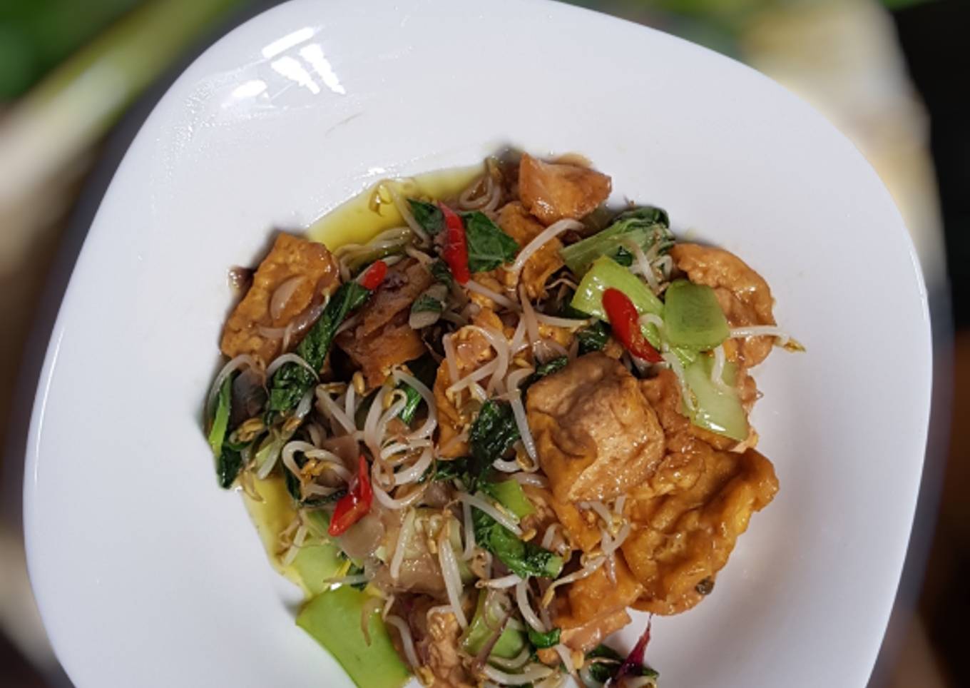 Tumis pokcoy tahu kuning