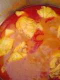 Pollito con papas en Chile guajillo
